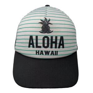 Surfware Aloha Hawaii Pineapple White Green Trucker Hat One Size Foam Mesh Back